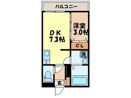 トレス天満(1DK/3階)の間取り写真