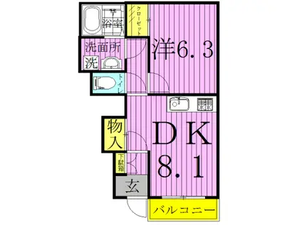 グリーンキャッスルV(1LDK/1階)の間取り写真
