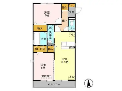 サウスプラザ(2LDK/1階)の間取り写真