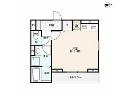 RIVER SYO(ワンルーム/1階)の間取り写真