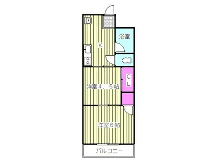 仁志町ハイツ(2K/3階)の間取り写真