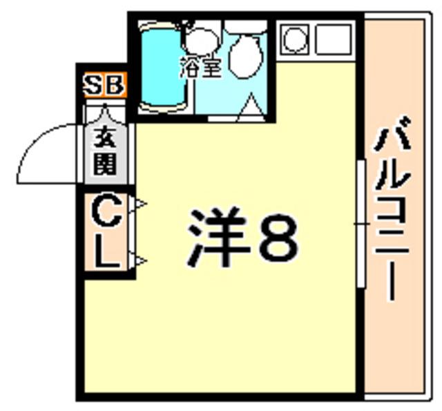 ルーブル西灘(ワンルーム/2階)の間取り写真
