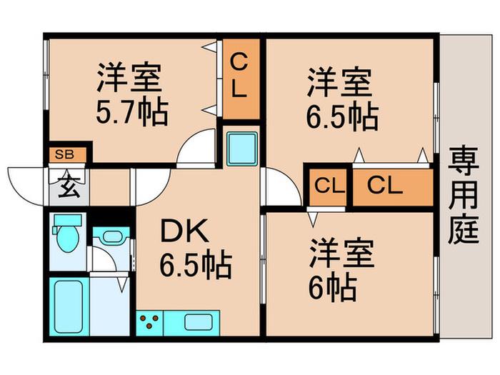 金町サニーハウス(3DK/1階)の間取り写真
