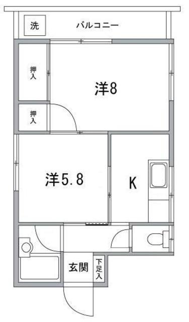 平松コーポ(2K/1階)の間取り写真
