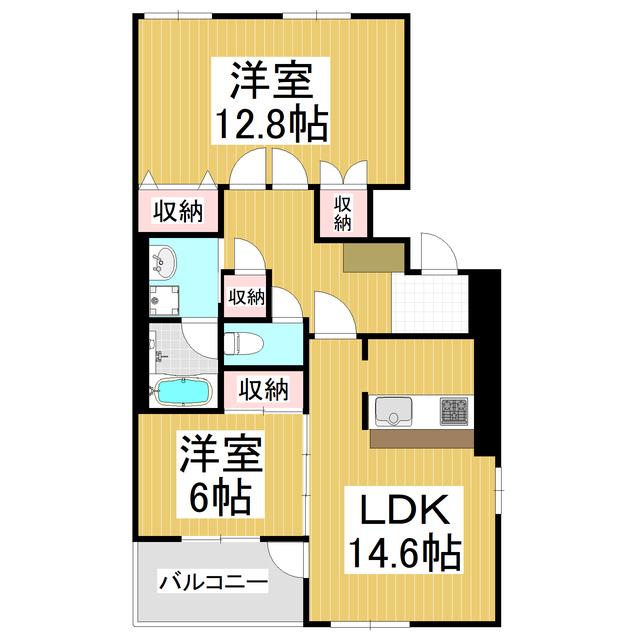 東峯プレイス(2LDK/7階)の間取り写真