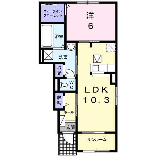 ベル ヴィレッジ B(1LDK/1階)の間取り写真