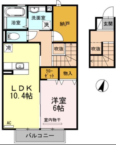 メルヴェーユ A(1LDK/2階)の間取り写真