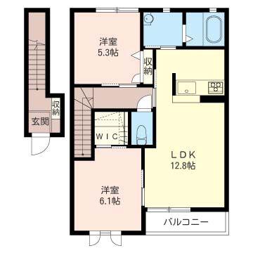 グラン リーオ A(2LDK/2階)の間取り写真