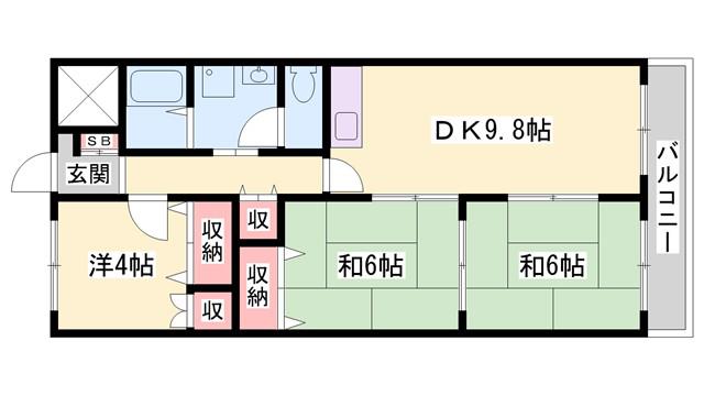 岸田ハイツ(3DK/3階)の間取り写真