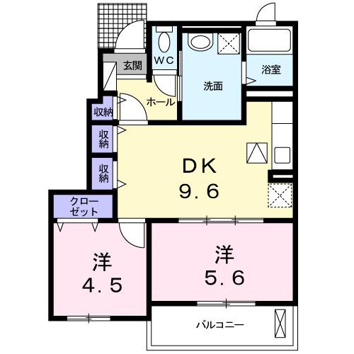 アルコバレーノ和(2LDK/1階)の間取り写真