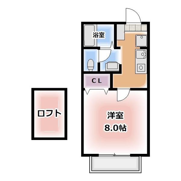 アレイミヤウラ(1K/2階)の間取り写真
