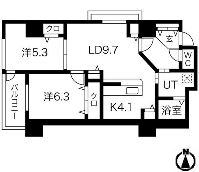 シティコート目黒(2LDK/5階)の間取り写真