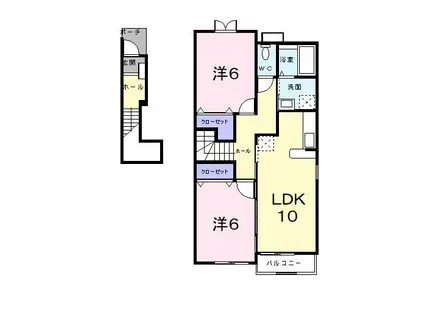 ブライトヒルズB(2LDK/2階)の間取り写真