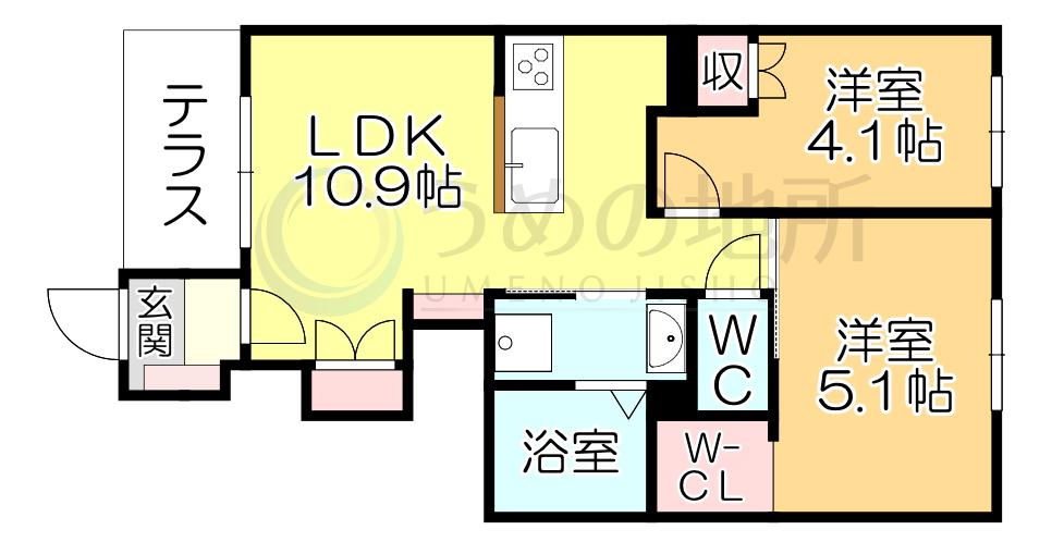 パドレ ムールトメスク(2LDK/1階)の間取り写真
