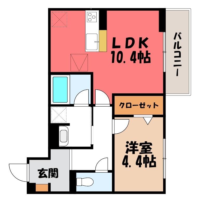 D-GRAN 飯田町(1LDK/1階)の間取り写真