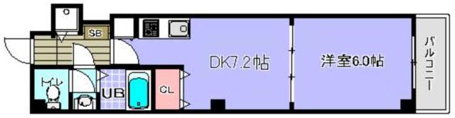 エクセレントコート津田沼(1DK/2階)の間取り写真