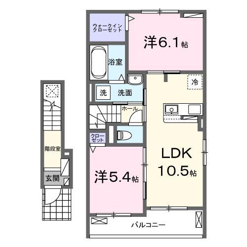 リデアル三川 A(2LDK/2階)の間取り写真