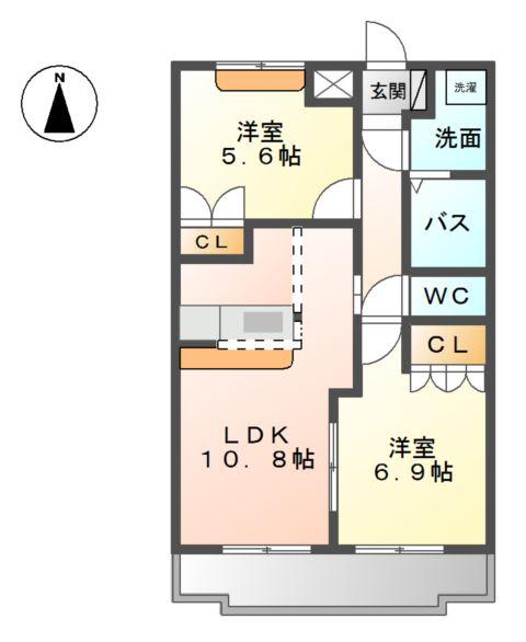 コンフォース西前田(2LDK/1階)の間取り写真