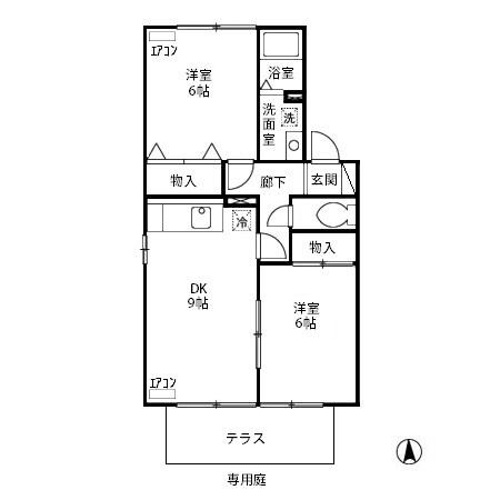エクレールA(2DK/2階)の間取り写真