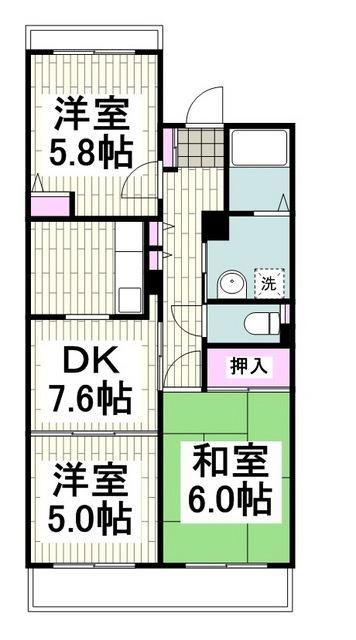 ハイランド磯子1(3DK/7階)の間取り写真