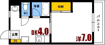 中本マンション(1K/2階)の間取り写真