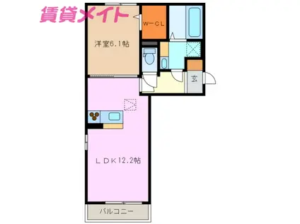 ラ フロレゾン B棟(1LDK/3階)の間取り写真