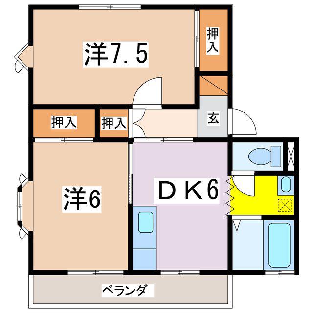 メゾン大谷(2DK/2階)の間取り写真