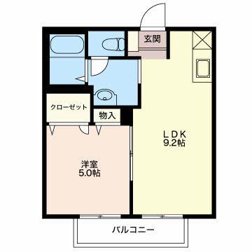 リヴュールB(1LDK/2階)の間取り写真