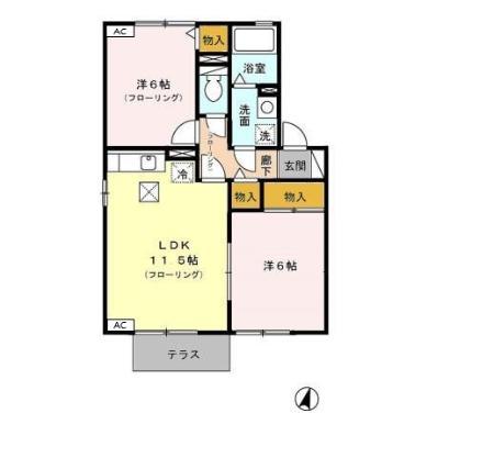 ラ・ブランタン21(2LDK/1階)の間取り写真