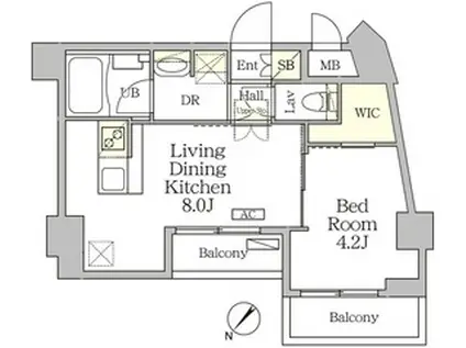 アジールコート池尻大橋(1LDK/1階)の間取り写真