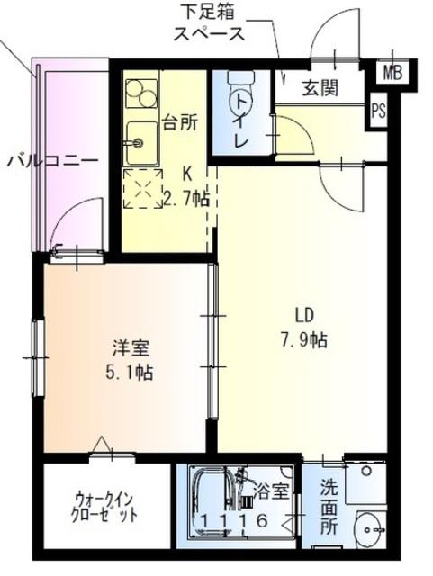 フジパレス住吉遠里小野(1LDK/3階)の間取り写真