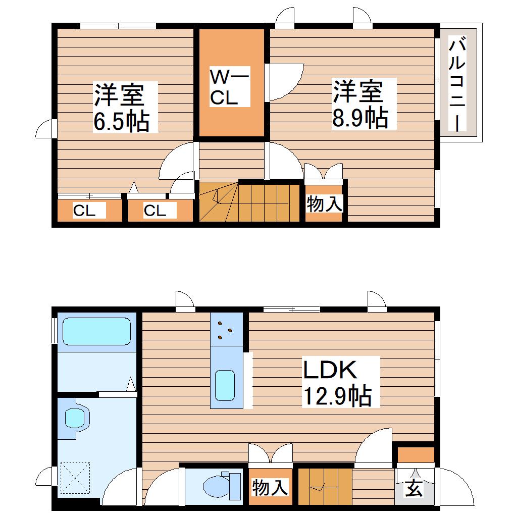 クリエール長町(2LDK/1階)の間取り写真