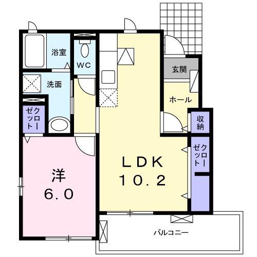 カーサ宮川(1LDK/1階)の間取り写真