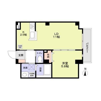 オルキス北千住(1LDK/1階)の間取り写真