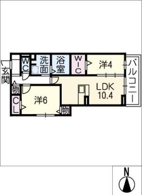 クレールII(2LDK/3階)の間取り写真