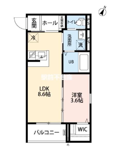 ROBOT HOME 井尻IV(1LDK/1階)の間取り写真
