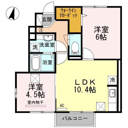 アルカンシェルB(2LDK/1階)の間取り写真