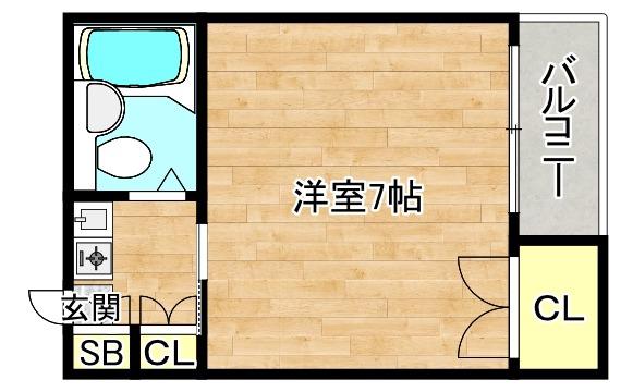 すばる若草(1K/4階)の間取り写真