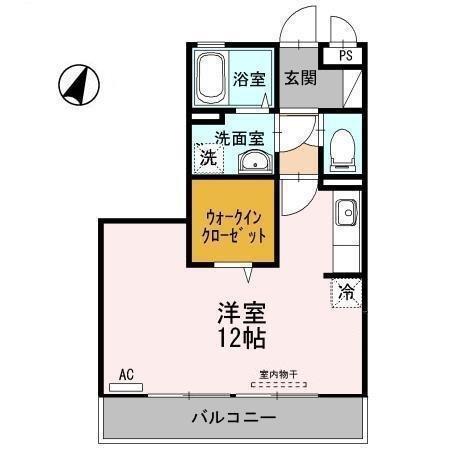 リファルジェント泉D棟(ワンルーム/2階)の間取り写真