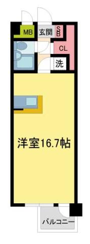 ホープ芦屋(ワンルーム/3階)の間取り写真