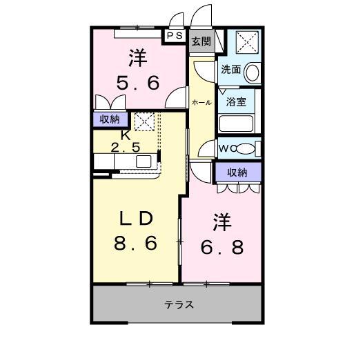 レジデンスディスコ(2LDK/1階)の間取り写真
