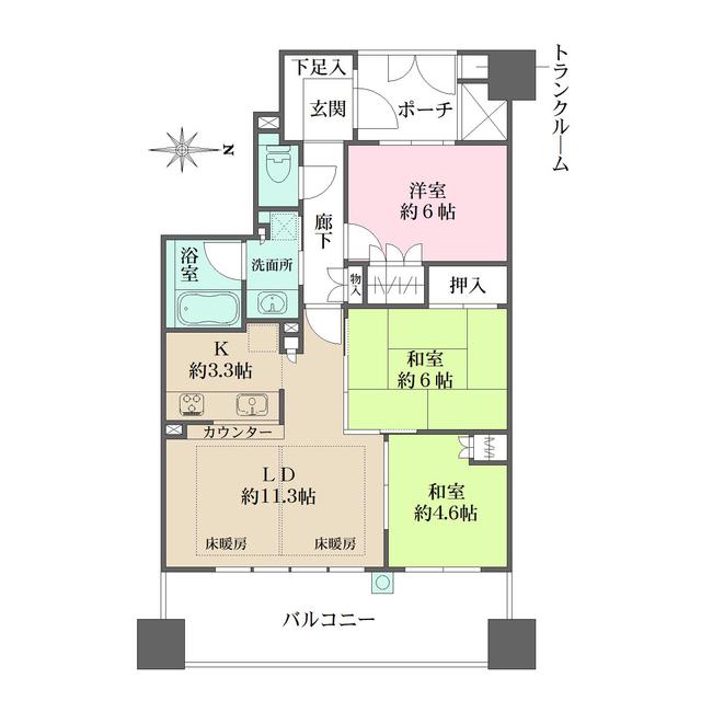 ガーデンヒルズ千里中央(3LDK/10階)の間取り写真