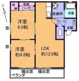 リビエラA(2LDK/1階)の間取り写真