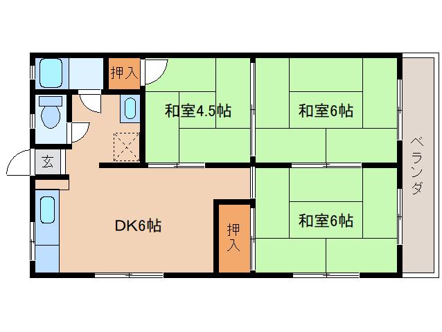 岡マンション(3DK/3階)の間取り写真