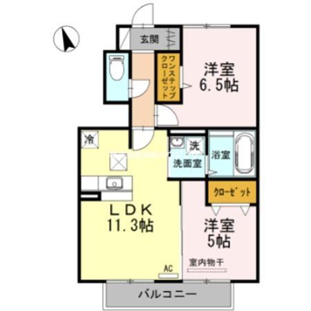 ロン・ラポール C棟(2LDK/1階)の間取り写真