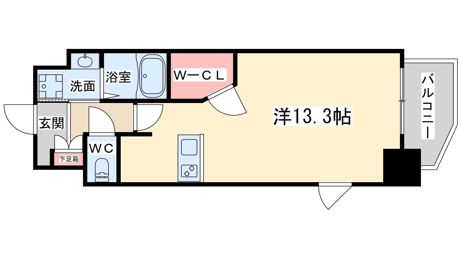 ラドゥセール梅田ウエスト(ワンルーム/8階)の間取り写真