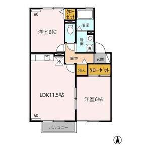 サン東校(2LDK/2階)の間取り写真