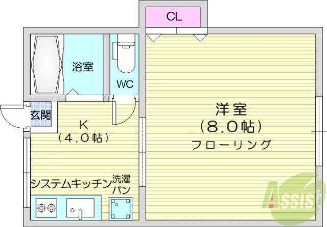 コーポ花坂(1K/2階)の間取り写真