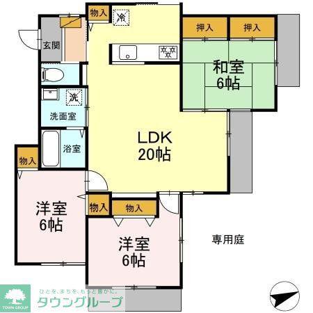 メイプル(3LDK/1階)の間取り写真