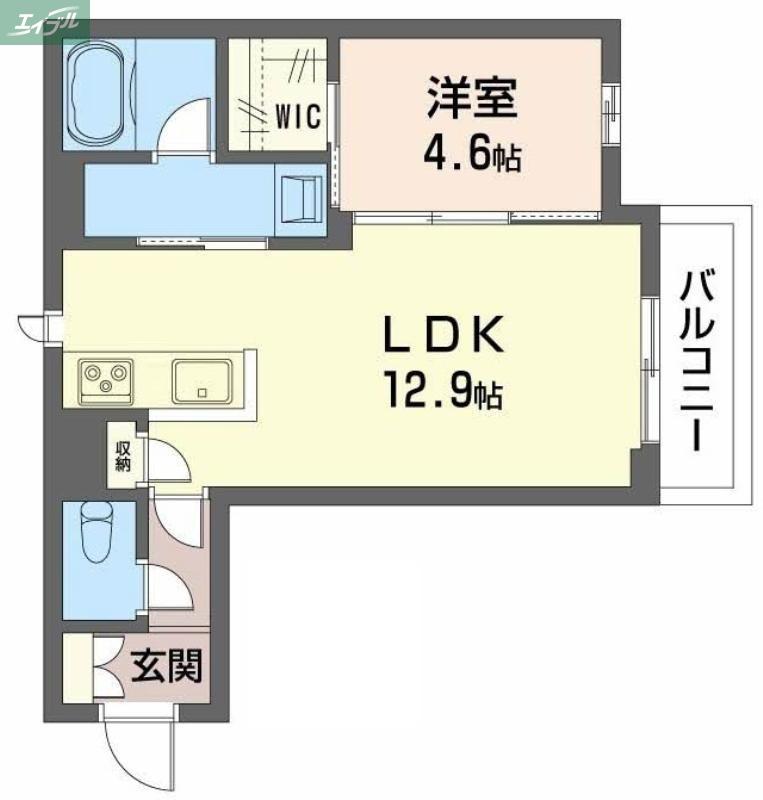 ユーグレイス東島田(1LDK/2階)の間取り写真